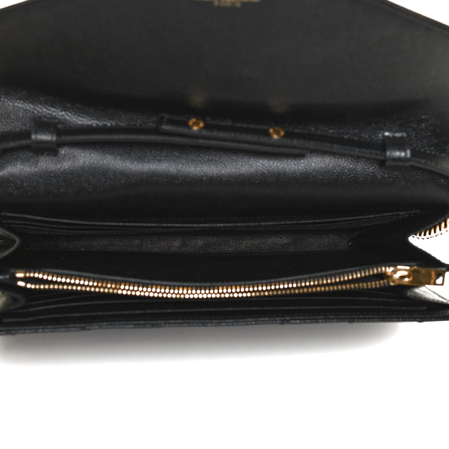 Grain De Poudre Matelasse Chevron Monogram Chain Wallet Black