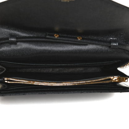 Saint Laurent Grain De Poudre Matelasse Chevron Monogram Chain Wallet Black 5 of 13