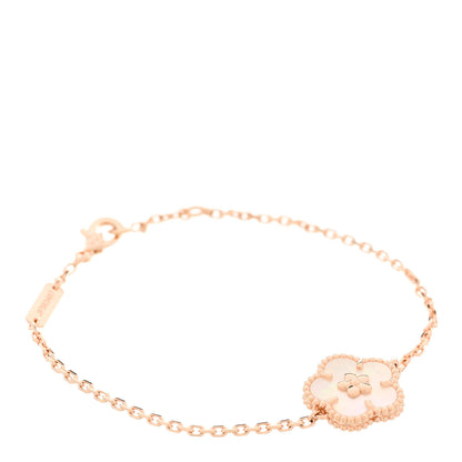 Van Cleef & Arpels 18K Rose Gold Mother Of Pearl Lucky Spring Plum Blossom Bracelet 1 of 6