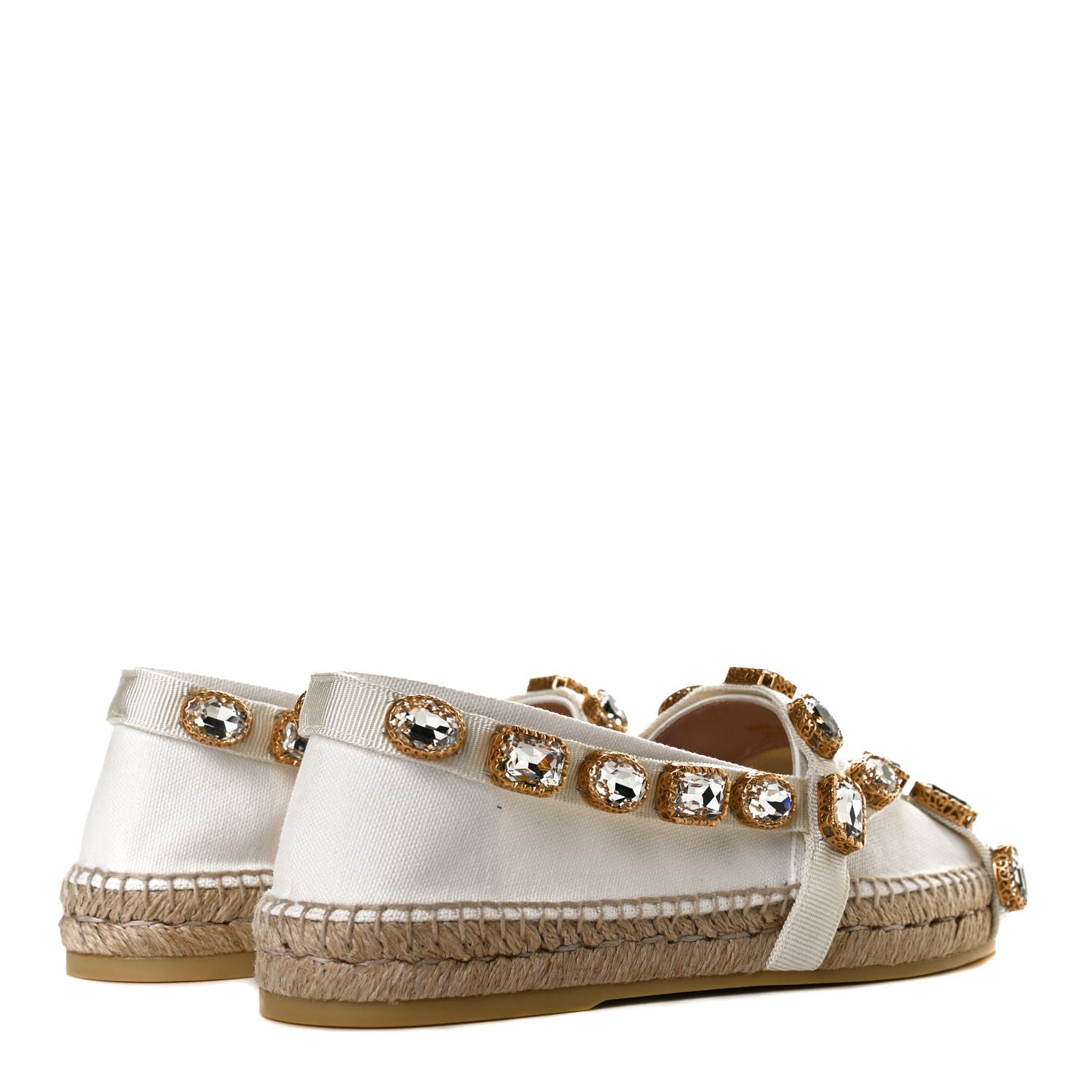 Gucci Canvas Crystal Embellished Espadrilles 39 Great White 4 of 11