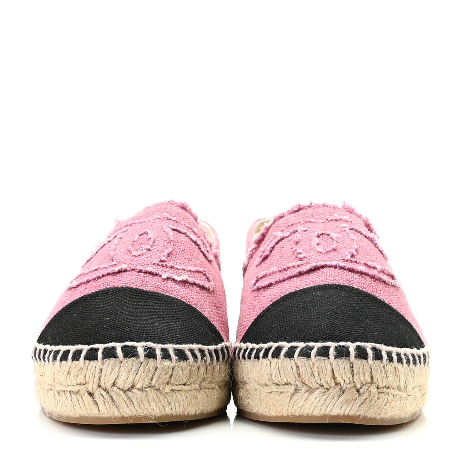 Chanel Linen CC Espadrilles 38 Pink Black 3 of 11