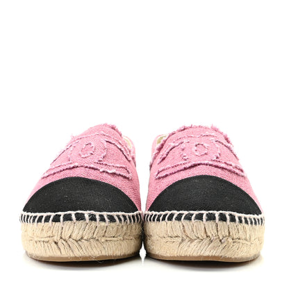 Chanel Linen CC Espadrilles 38 Pink Black 3 of 11