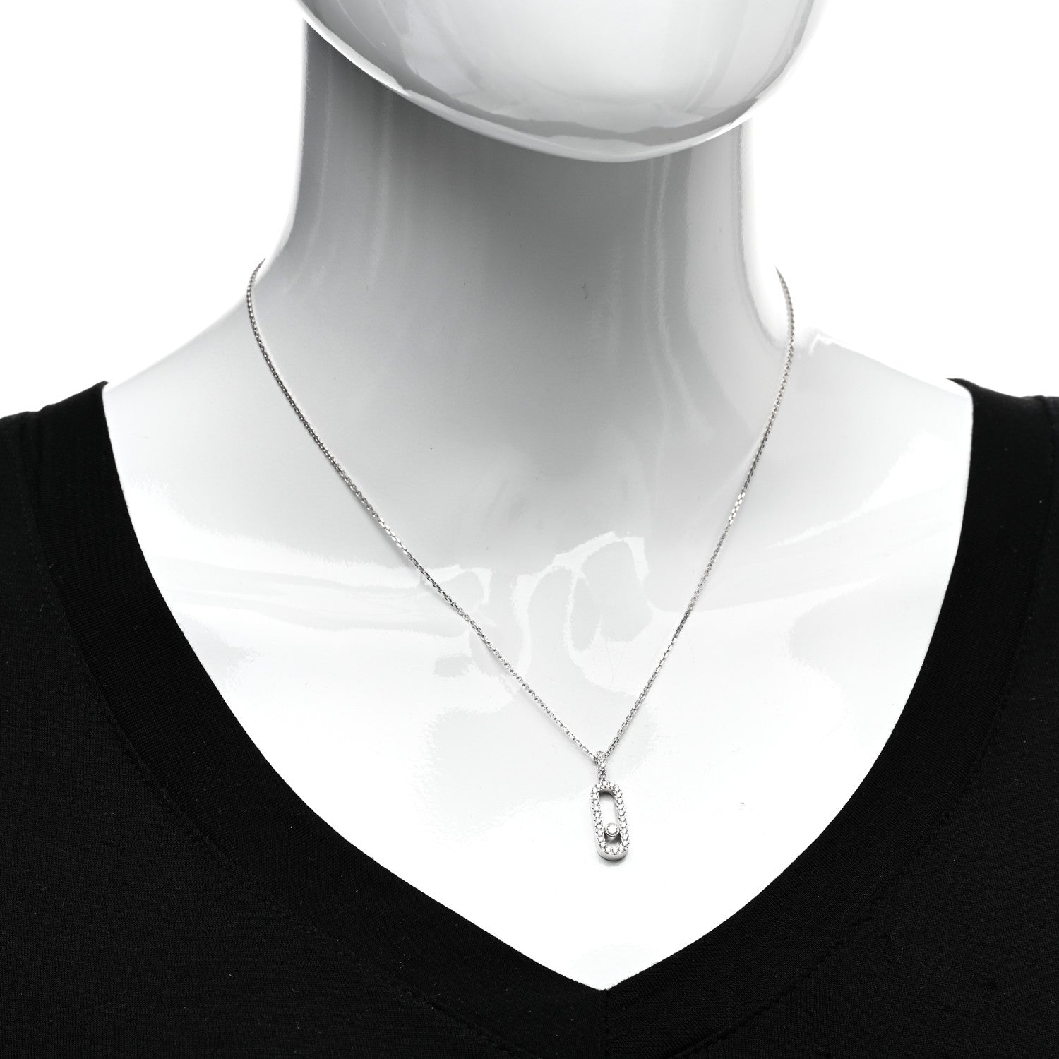 Messika 18K White Gold Diamond LM Move Uno Pave Pendant Necklace 2 of 5