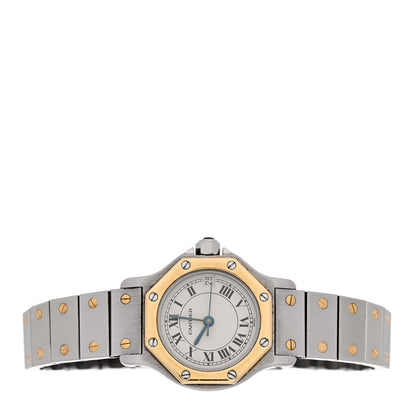 Cartier Stainless Steel 18K Yellow Gold 25mm Santos Octagon Quartz Watch 2 of 5