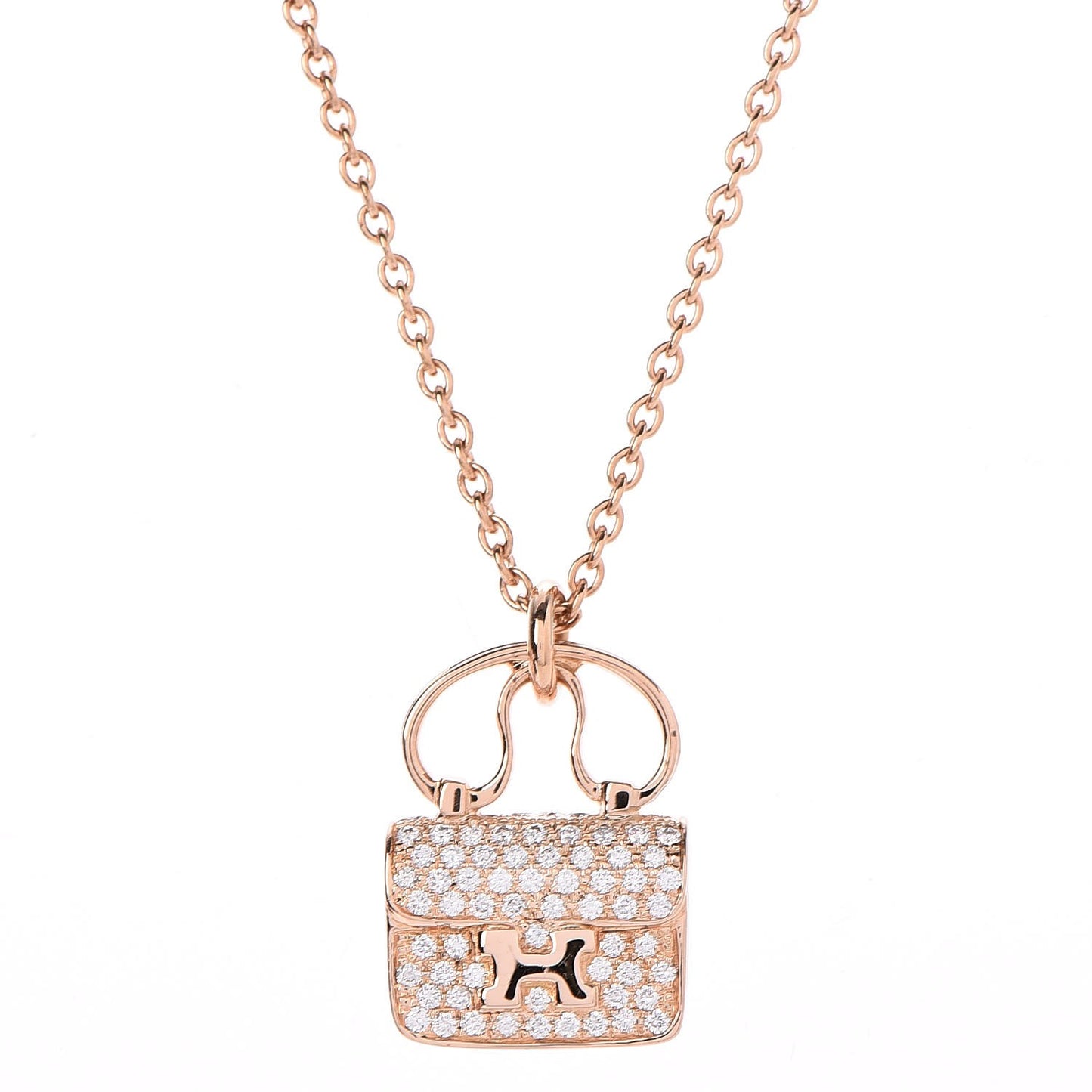 18K Rose Gold Diamond Constance Amulette Pendant Necklace