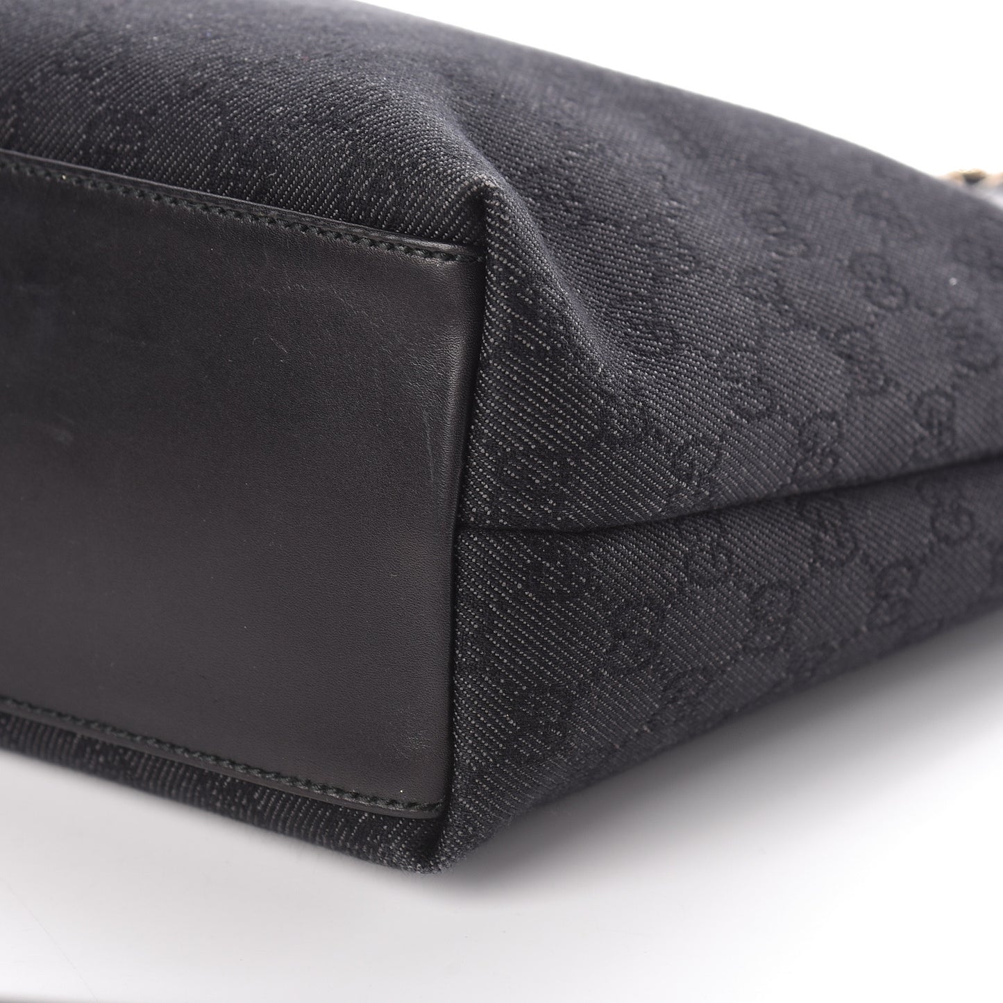 Denim Monogram Chain Bucket Tote Black