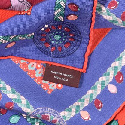 Hermes Silk Wash Coupe De Gala Scarf Rouge Bordeaux Indigo 3 of 3
