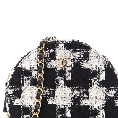 Chanel Tweed Round Clutch With Chain Black White 10 of 10