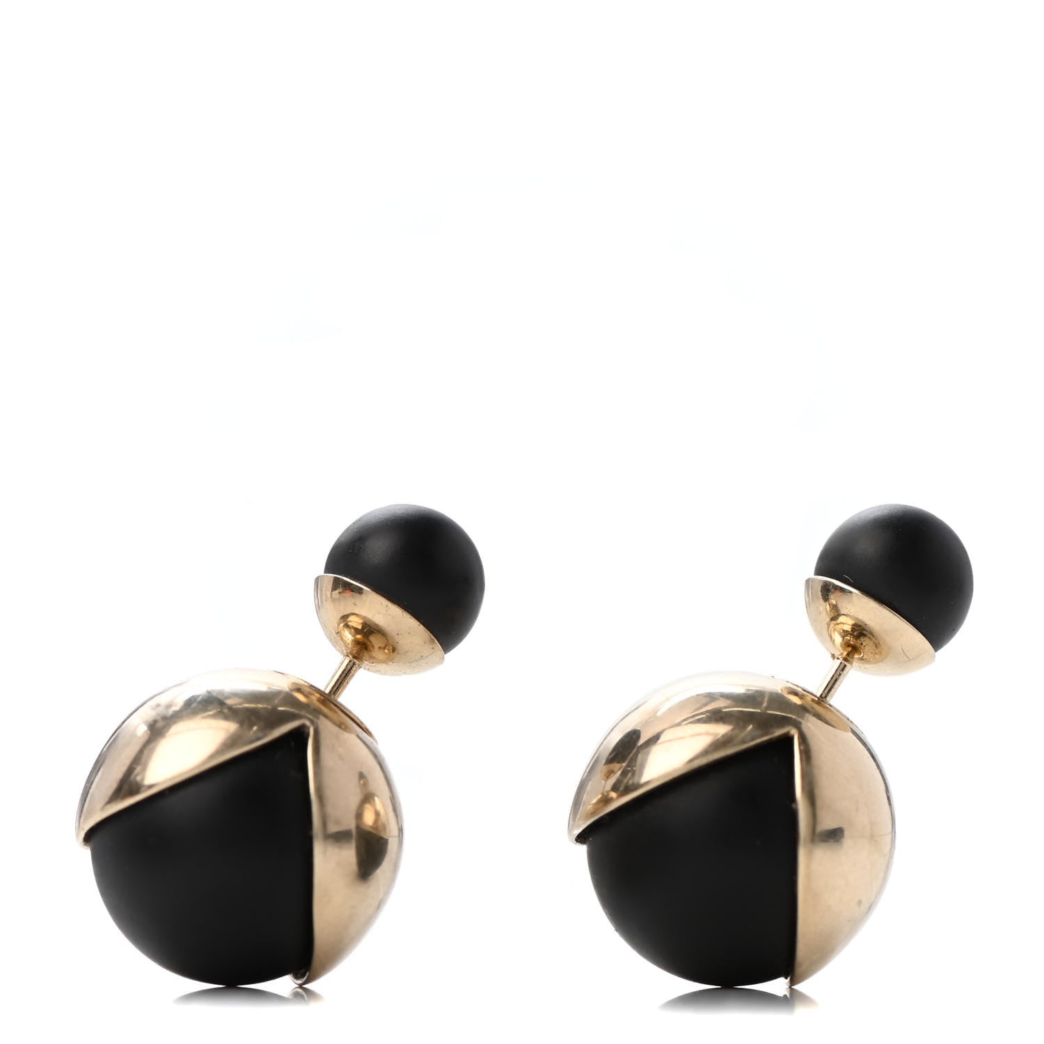 Christian Dior Rubber Lacquer Mise En Dior Tribal Earrings Matte Gold Black 1 of 4