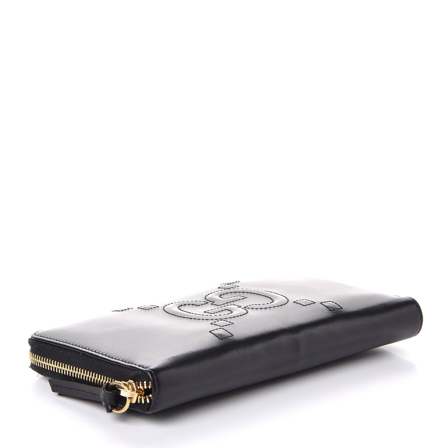 Gucci Apollo Calfskin GG Dadini Embroidered Zip Around Wallet Black 4 of 8