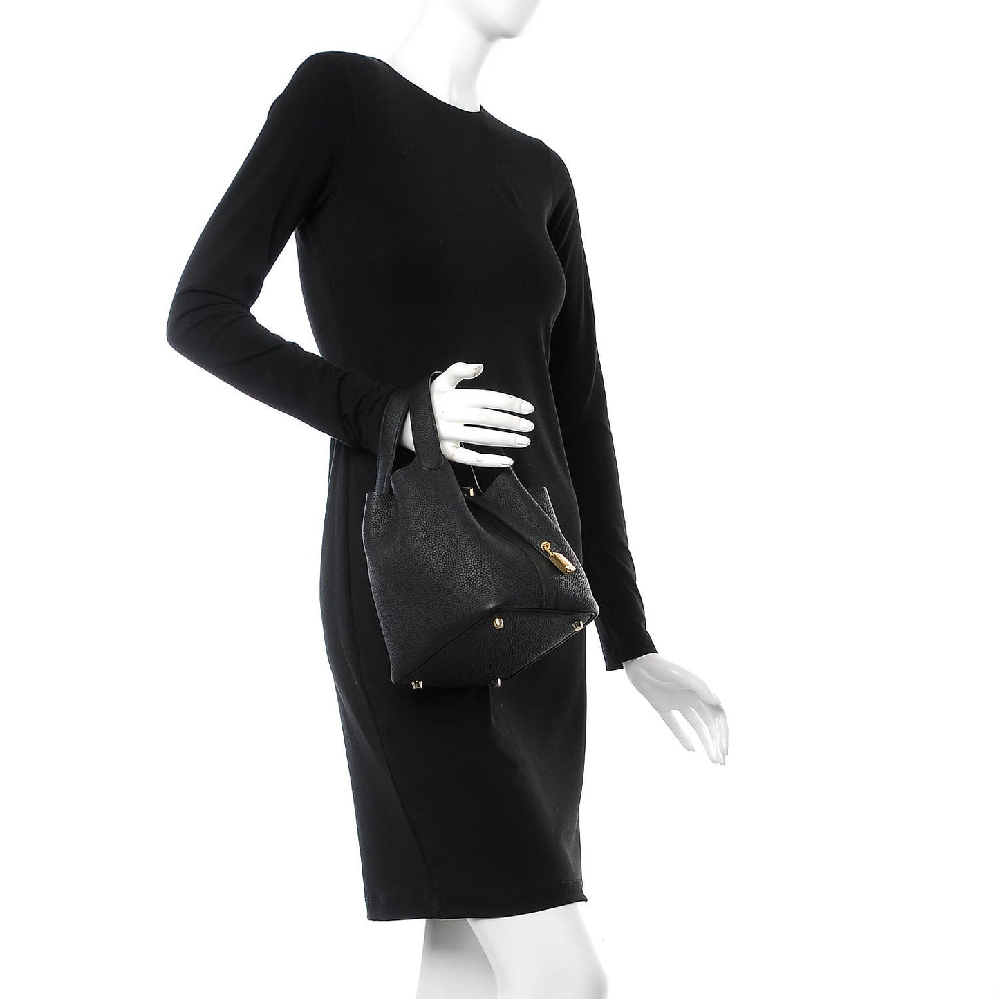 Taurillon Clemence Picotin Lock 18 PM Black