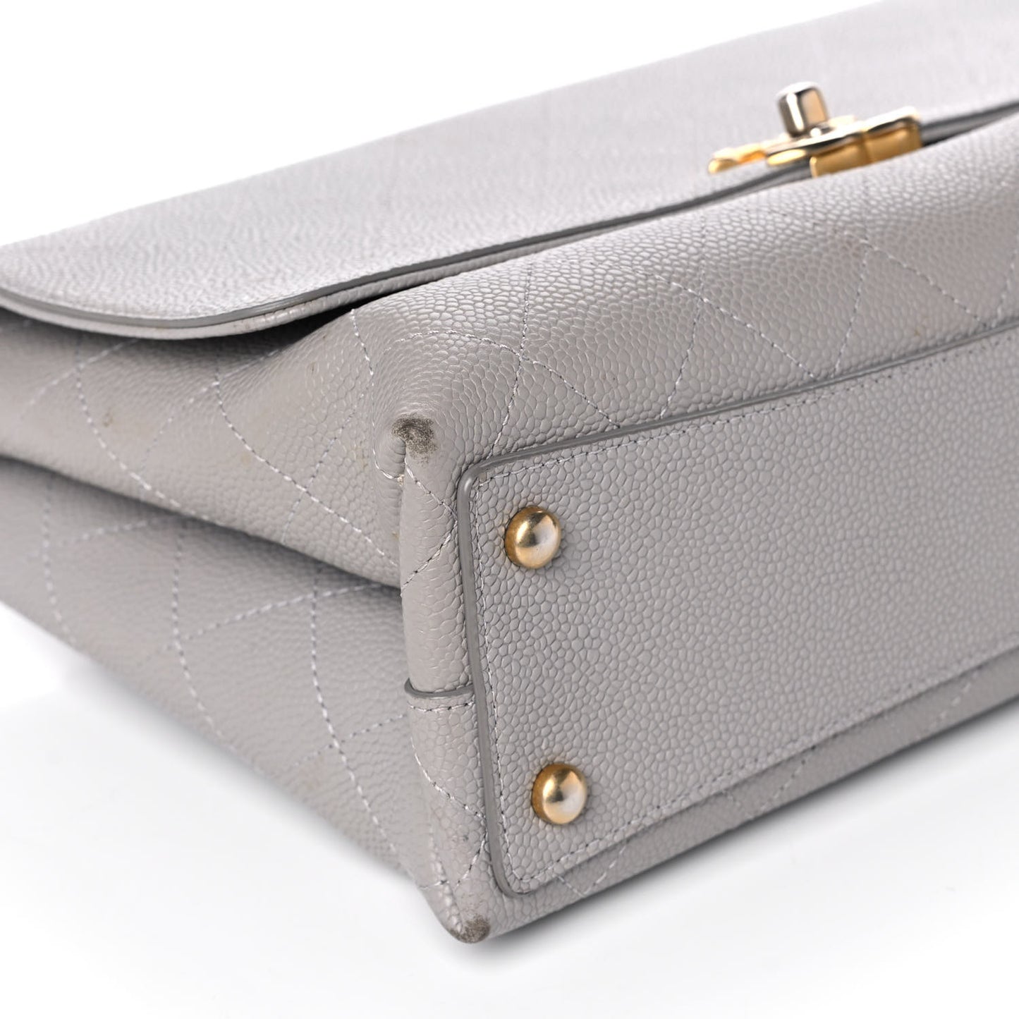 Grained Calfskin Stitched Flap Grey