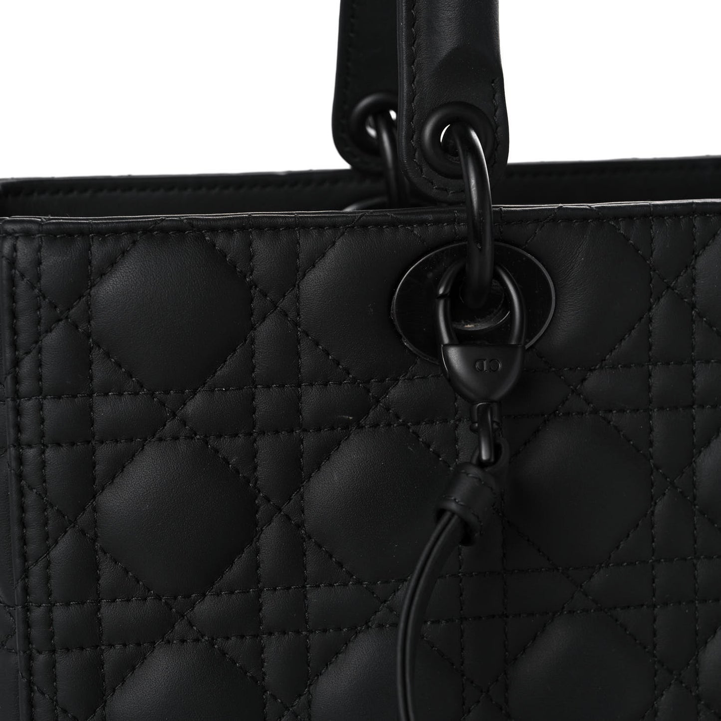 Ultra Matte Calfskin Cannage Large Lady Dior Black