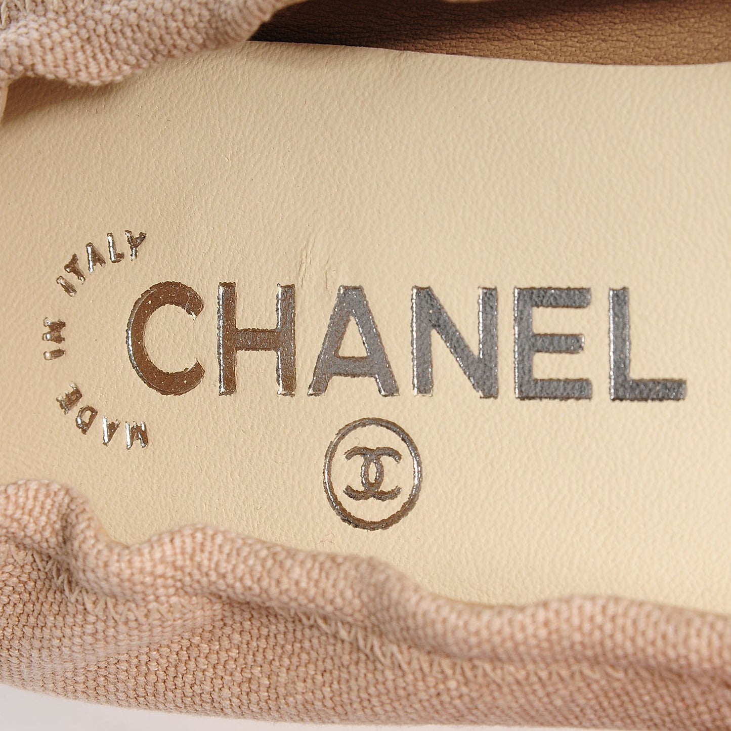 Toile Snakeskin Cap Toe CC Ballerina Flats 37 Dark Beige
