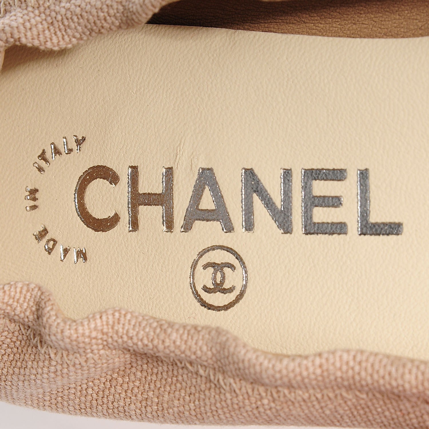 Chanel Toile Snakeskin Cap Toe CC Ballerina Flats 37 Dark Beige 7 of 8