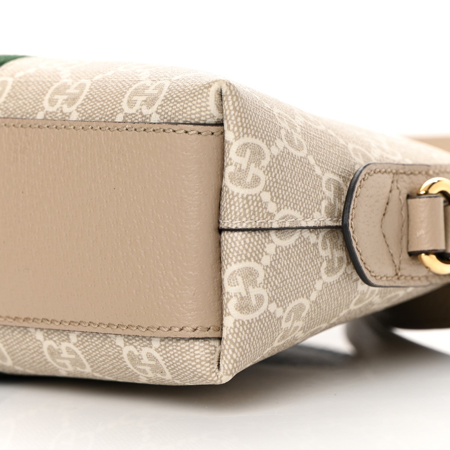 Gucci GG Supreme Monogram Textured Dollar Calfskin Web Small Ophidia Dome Shoulder Beige Mystic White Oatmeal 9 of 14