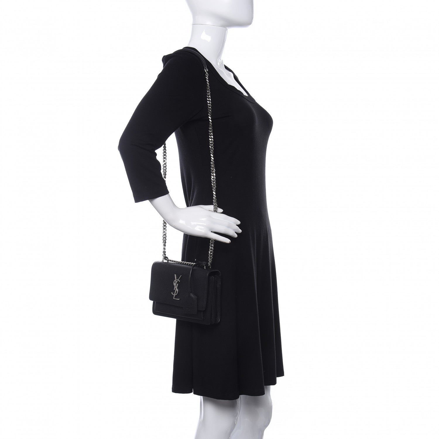 Saint Laurent Grained Calfskin Small Monogram Sunset Black 2 of 10