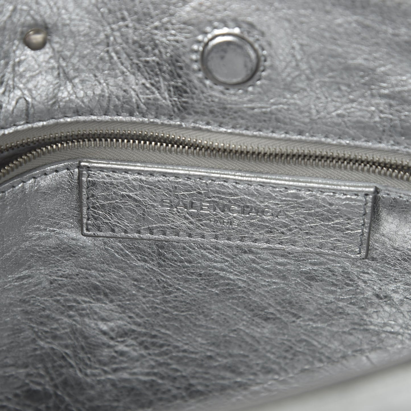 Metallic Calfskin Papier A6 Zip Around Tote Silver