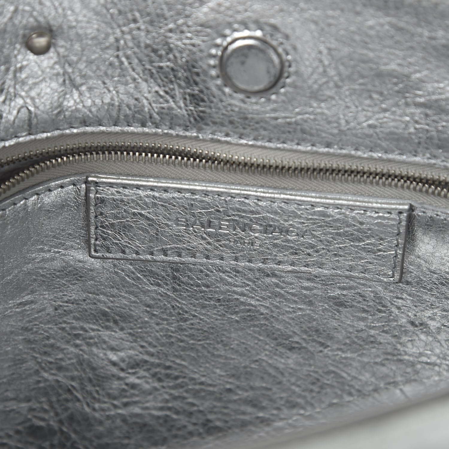 Balenciaga Metallic Calfskin Papier A6 Zip Around Tote Silver 8 of 12