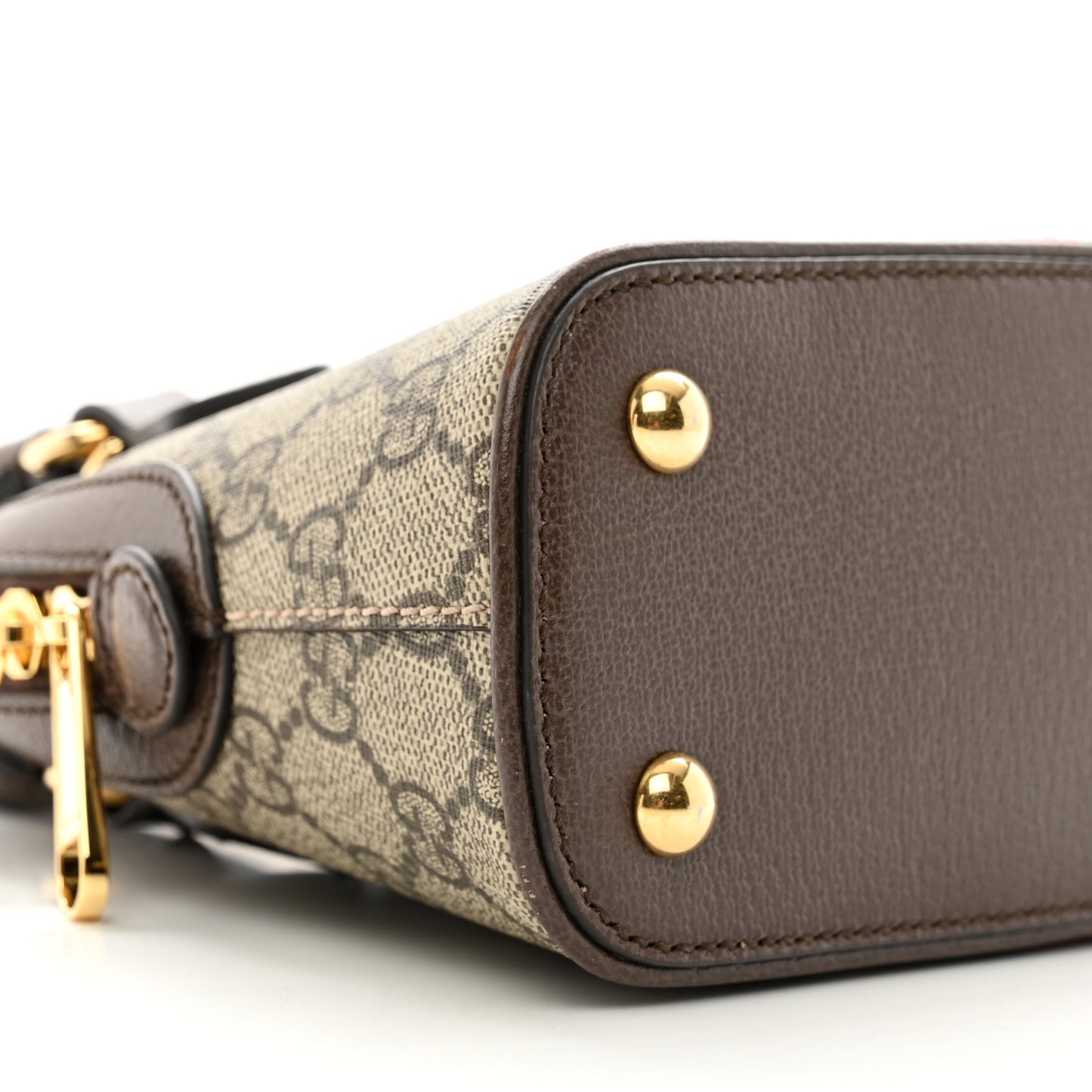 GG Supreme Monogram Web Mini Top Handle Ophidia Dome Shoulder Bag Brown