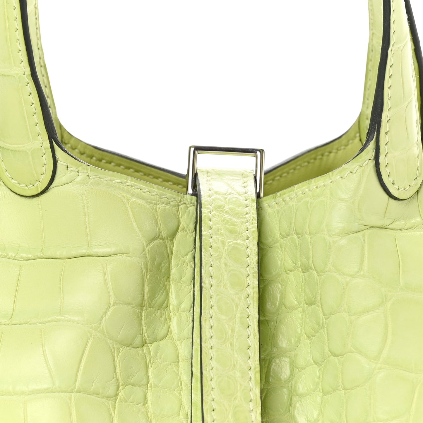 Matte Alligator Micro Picotin Lock Jaune Bourgeon