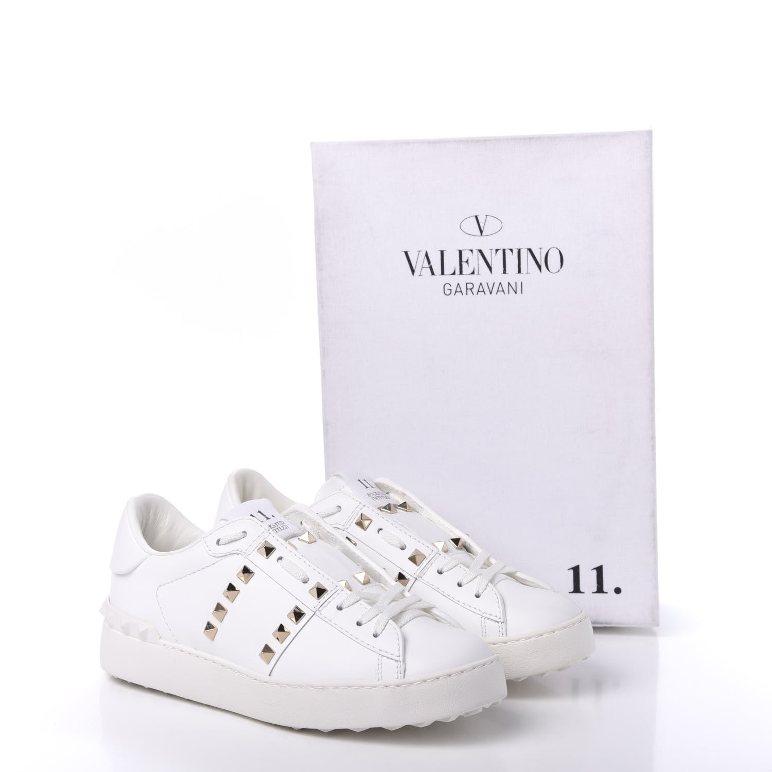 Valentino Garavani Calfskin Rockstud Untitled Open Sneakers 37.5 White 9 of 9