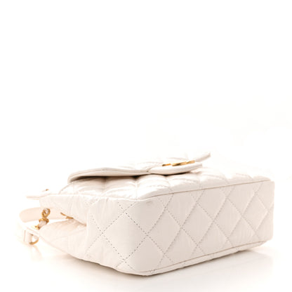 Chanel Shiny Crumpled Calfskin Quilted Small Wavy CC Hobo White 4 of 11