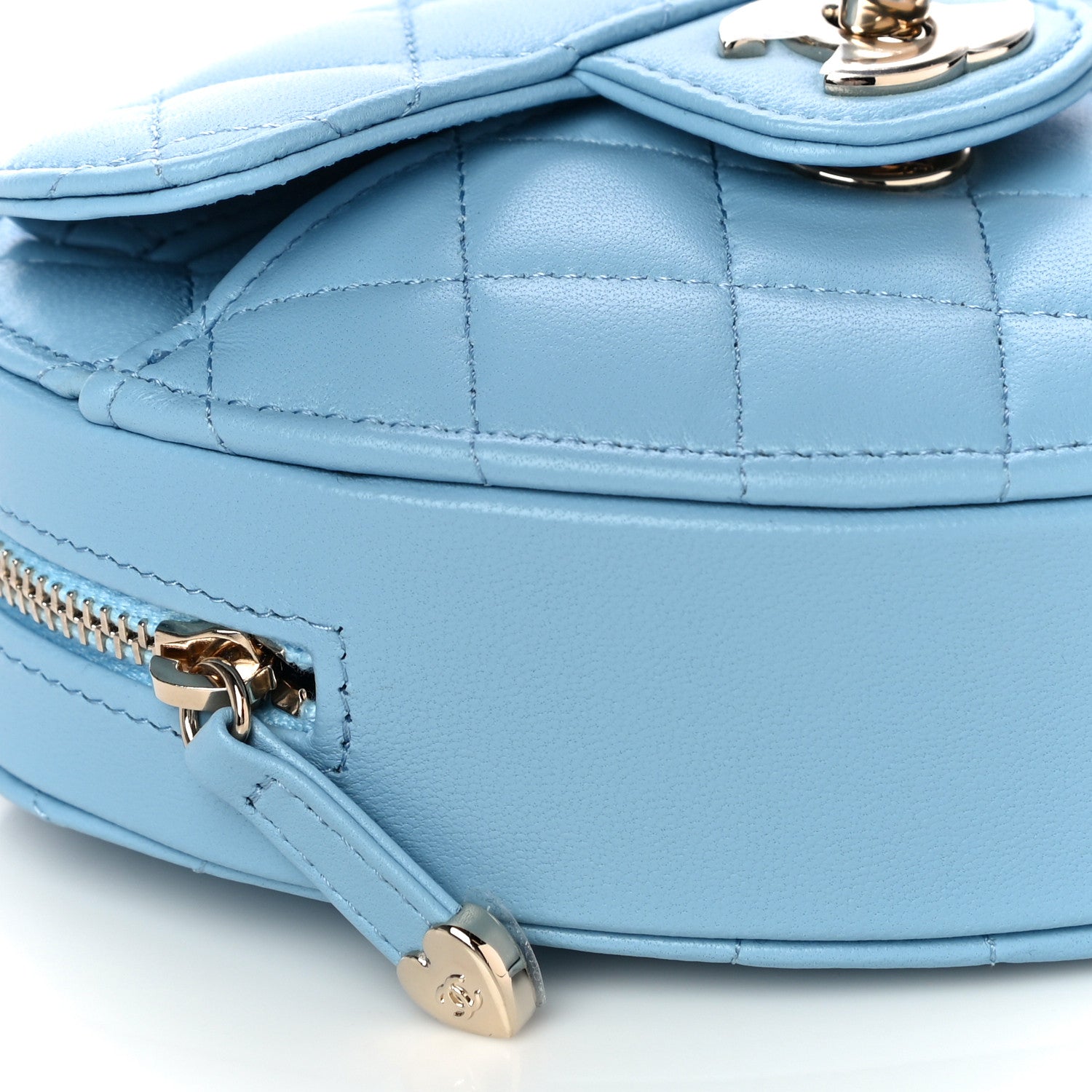 Chanel Lambskin Quilted CC In Love Heart Clutch With Chain Light Blue 7 of 10