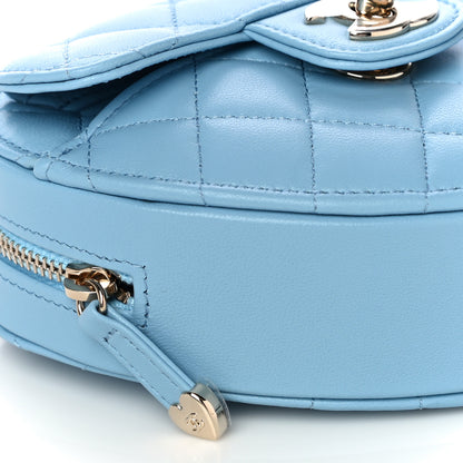 Chanel Lambskin Quilted CC In Love Heart Clutch With Chain Light Blue 7 of 10