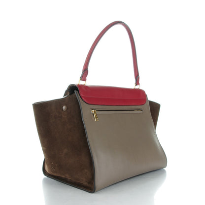 Celine Calfskin Suede Large Tri-Color Trapeze Granite 3 of 9