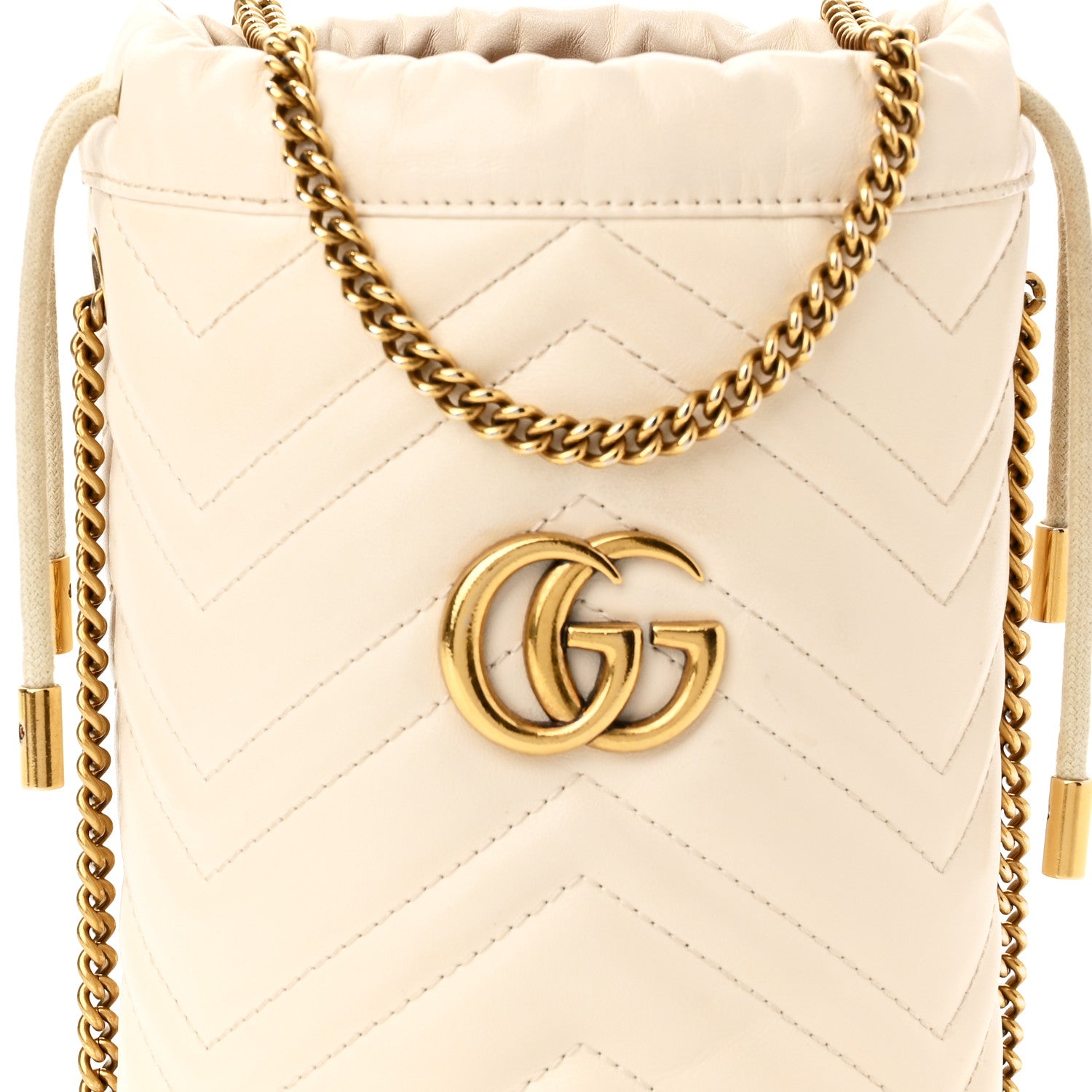 Gucci Calfskin Matelasse Mini GG Marmont 2.0 Bucket Bag White 8 of 12