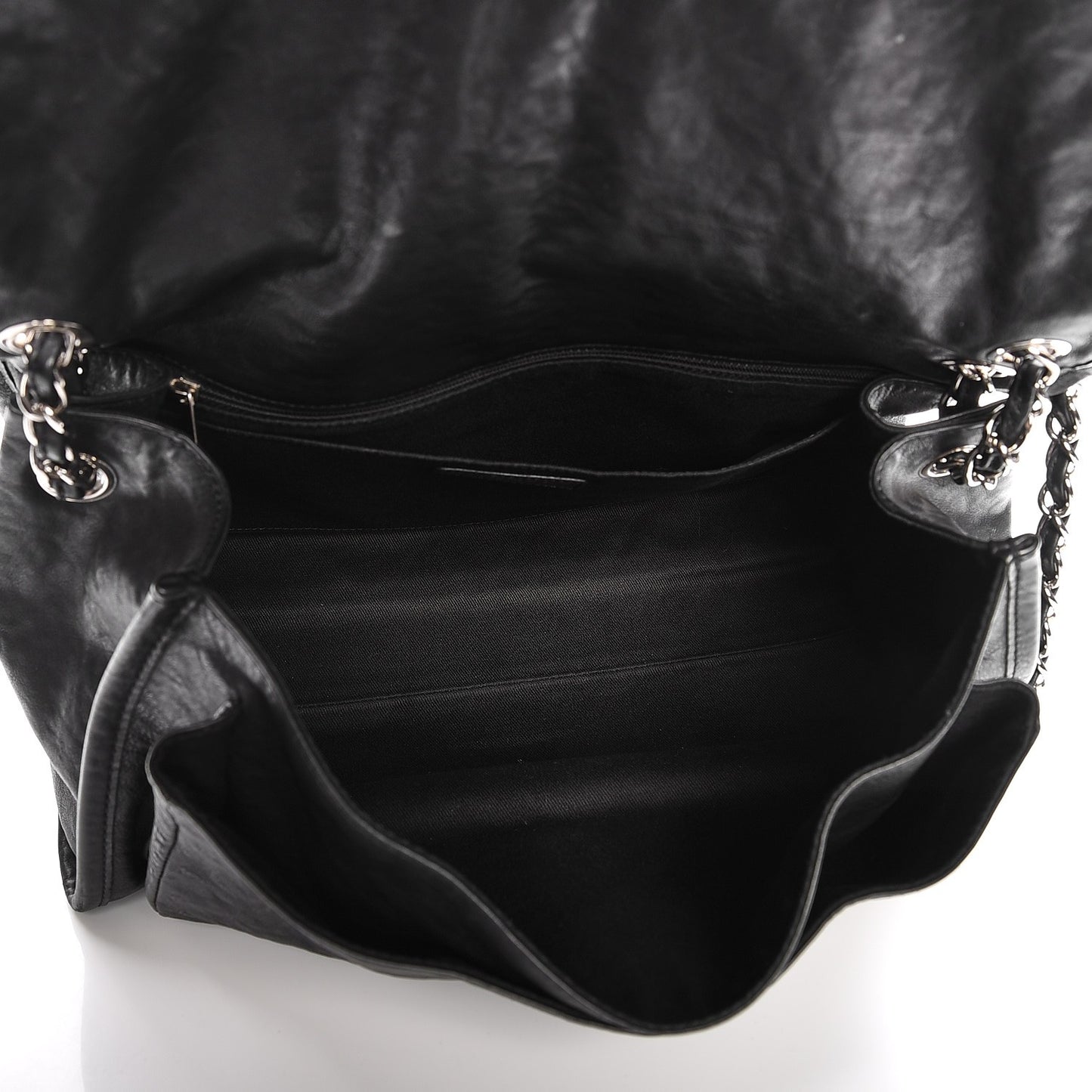 Calfskin Quilted Large Natural Beauty Flap Black