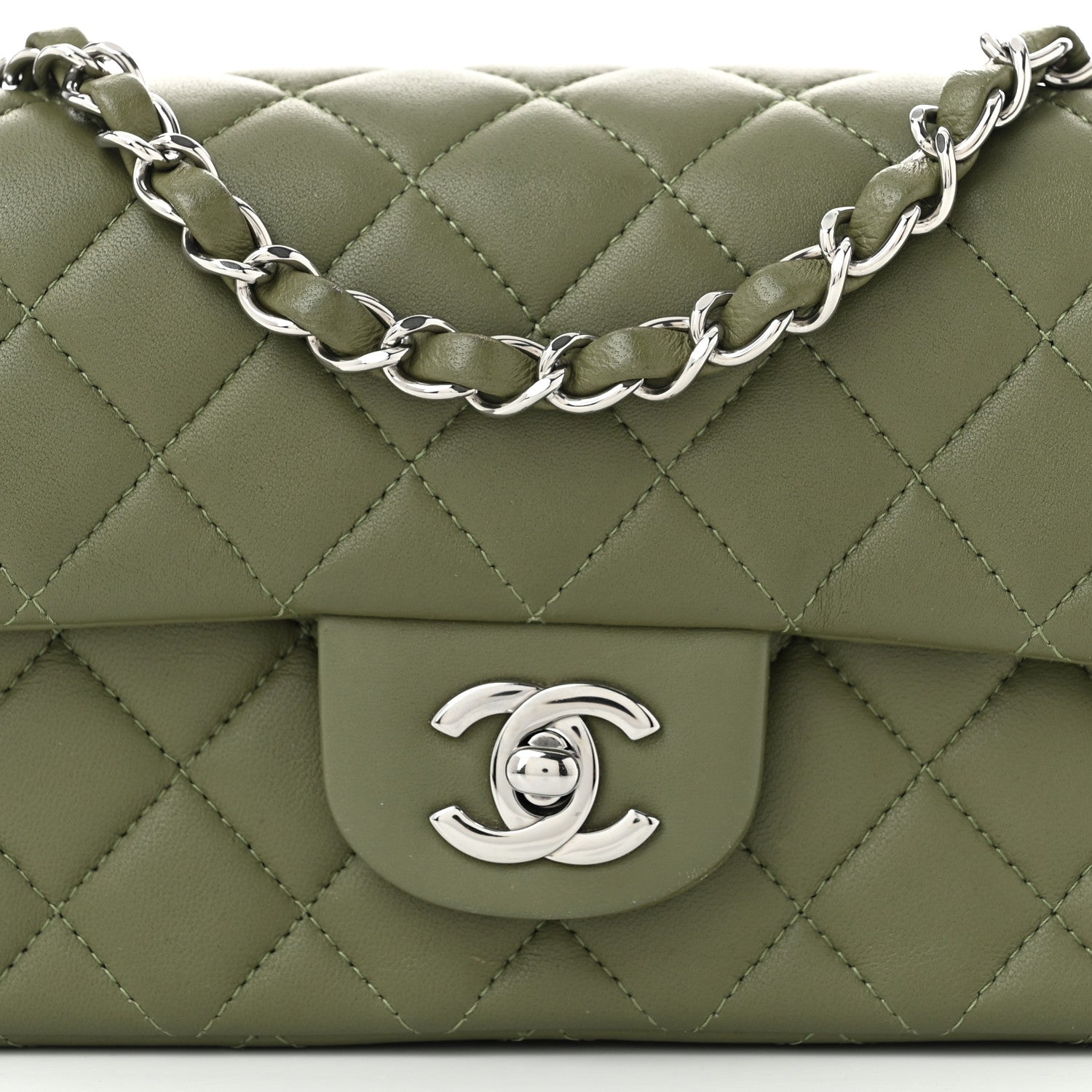 Chanel Lambskin Quilted Mini Rectangular Flap Green 8 of 12