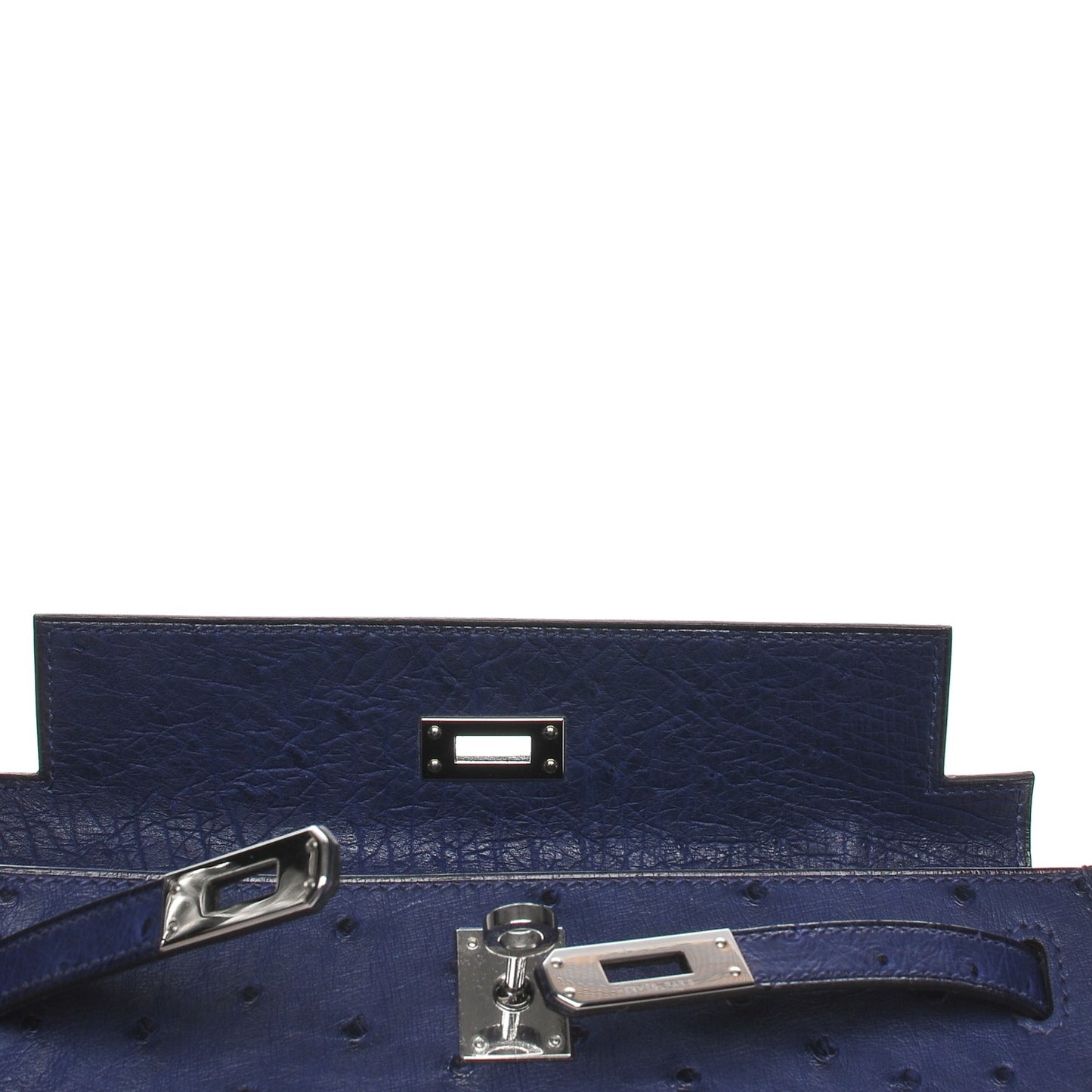 Ostrich Kelly Pochette Bleu Saphir