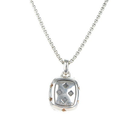 David Yurman Sterling Silver Pave Diamond Rose Quartz 12mm Noblesse Pendant Necklace 5 of 6