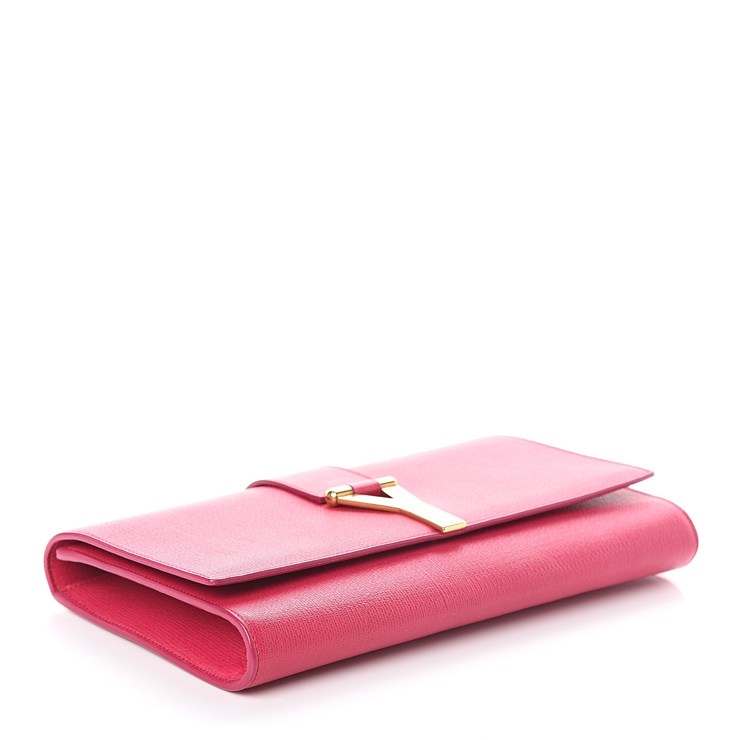 Saint Laurent Textured Calfskin Y Ligne Clutch Fuchsia 3 of 5