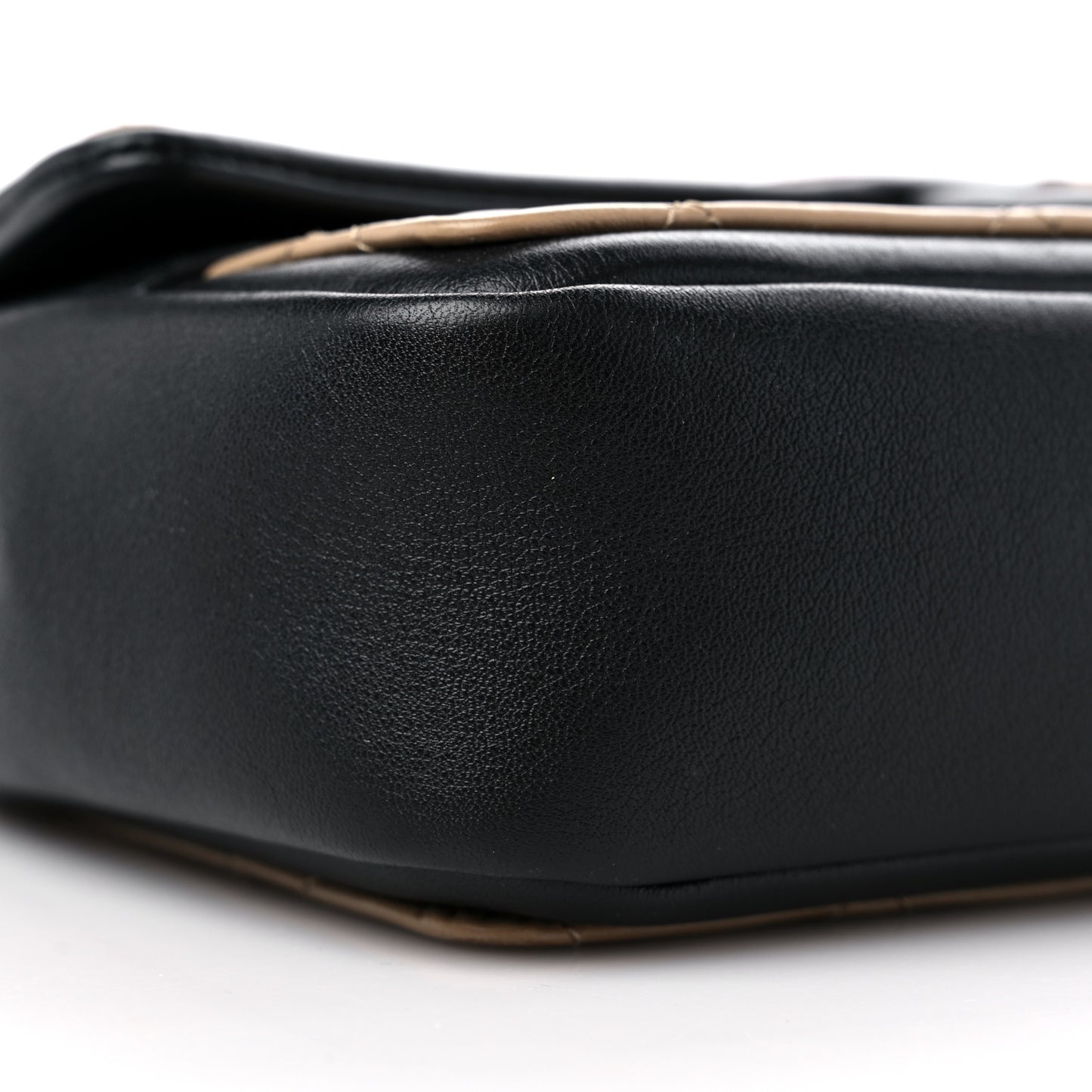 Calfskin Quilted Medium Graphic Flap Beige Black