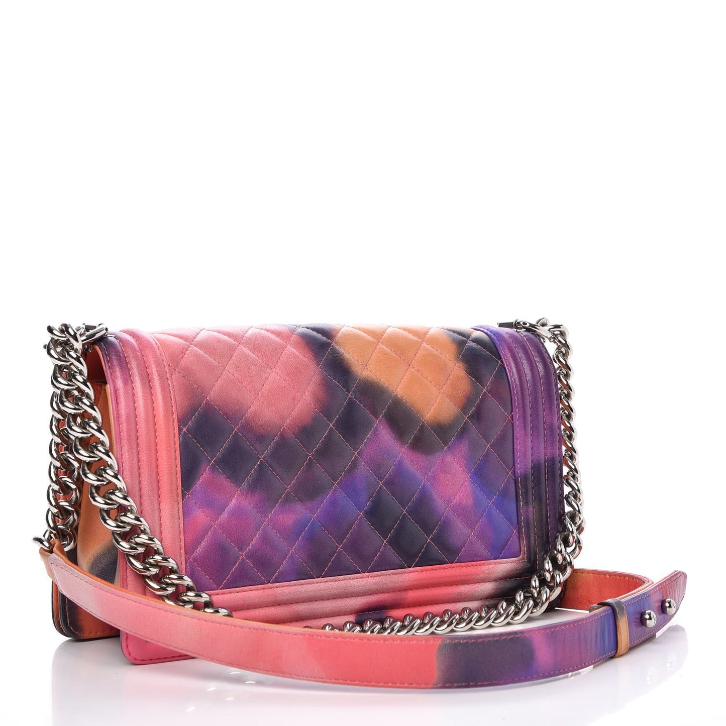 Printed Lambskin Quilted Medium Flower Power Boy Flap