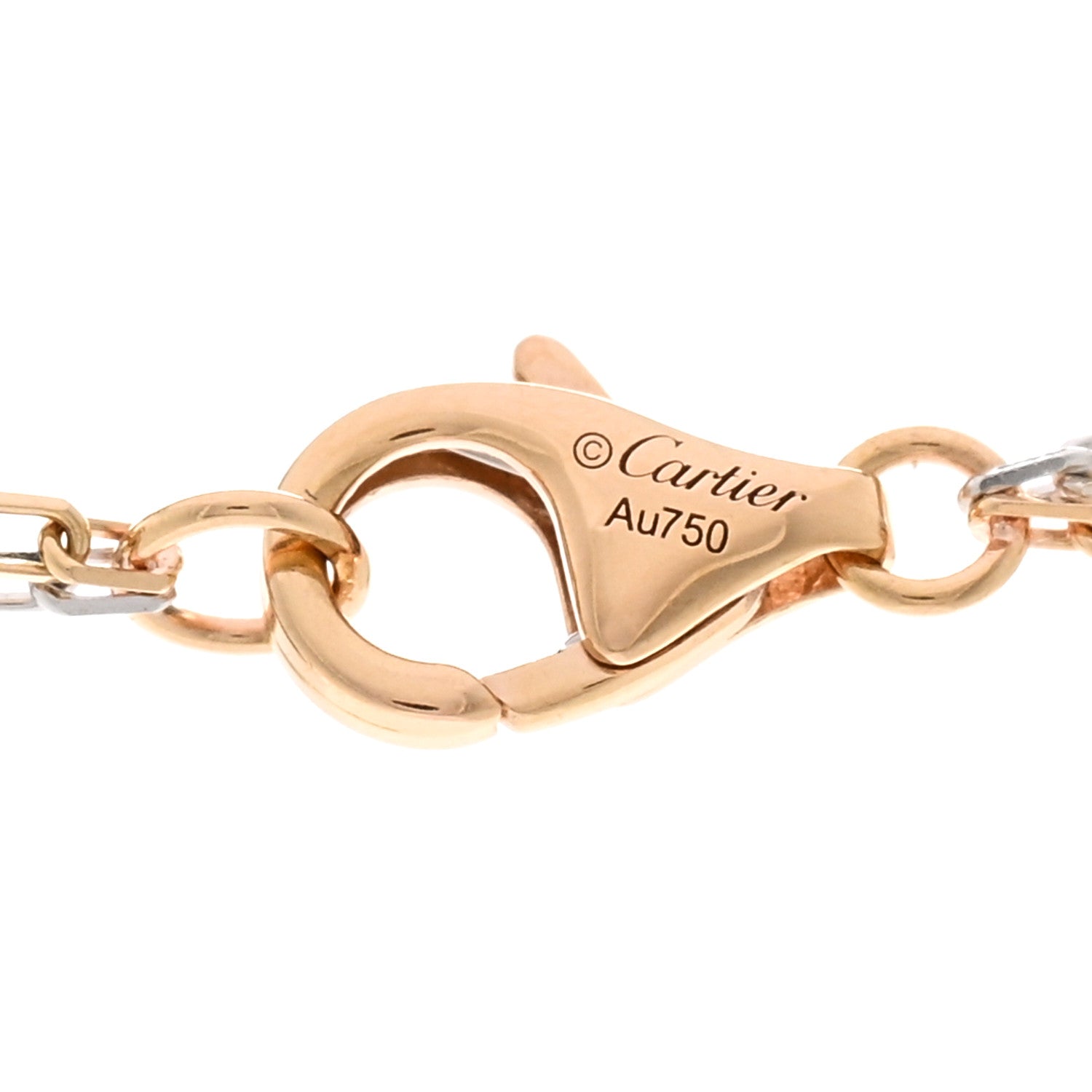 Cartier 18K White Pink Gold Diamond Three Ring LOVE Pendant Necklace 4 of 5