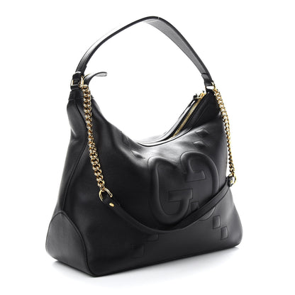 Gucci Apollo Calfskin GG Dadini Embroidered Large Hobo Black 3 of 9