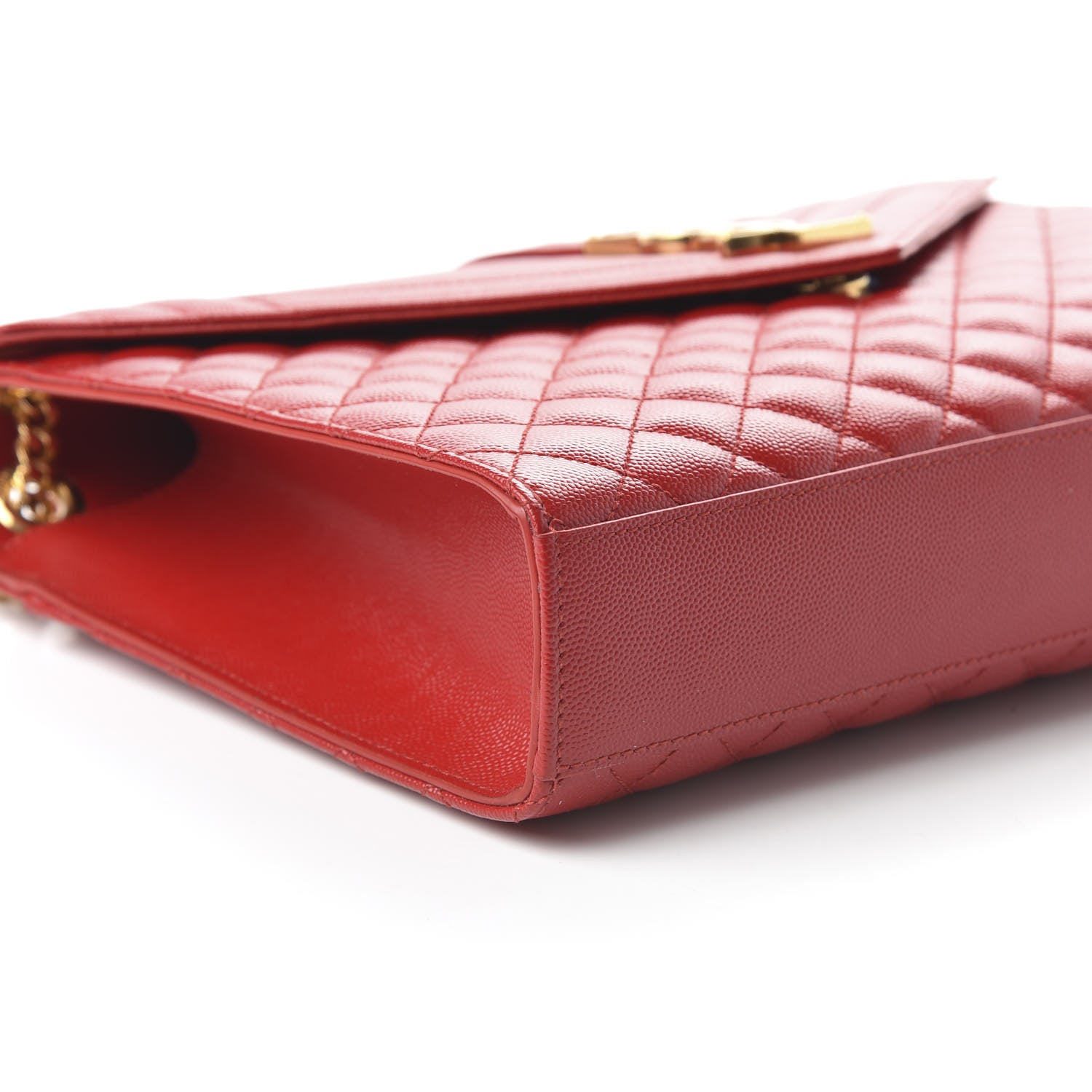 Saint Laurent Grain De Poudre Mixed Matelasse Large Triquilt Monogram Satchel New Red 6 of 9