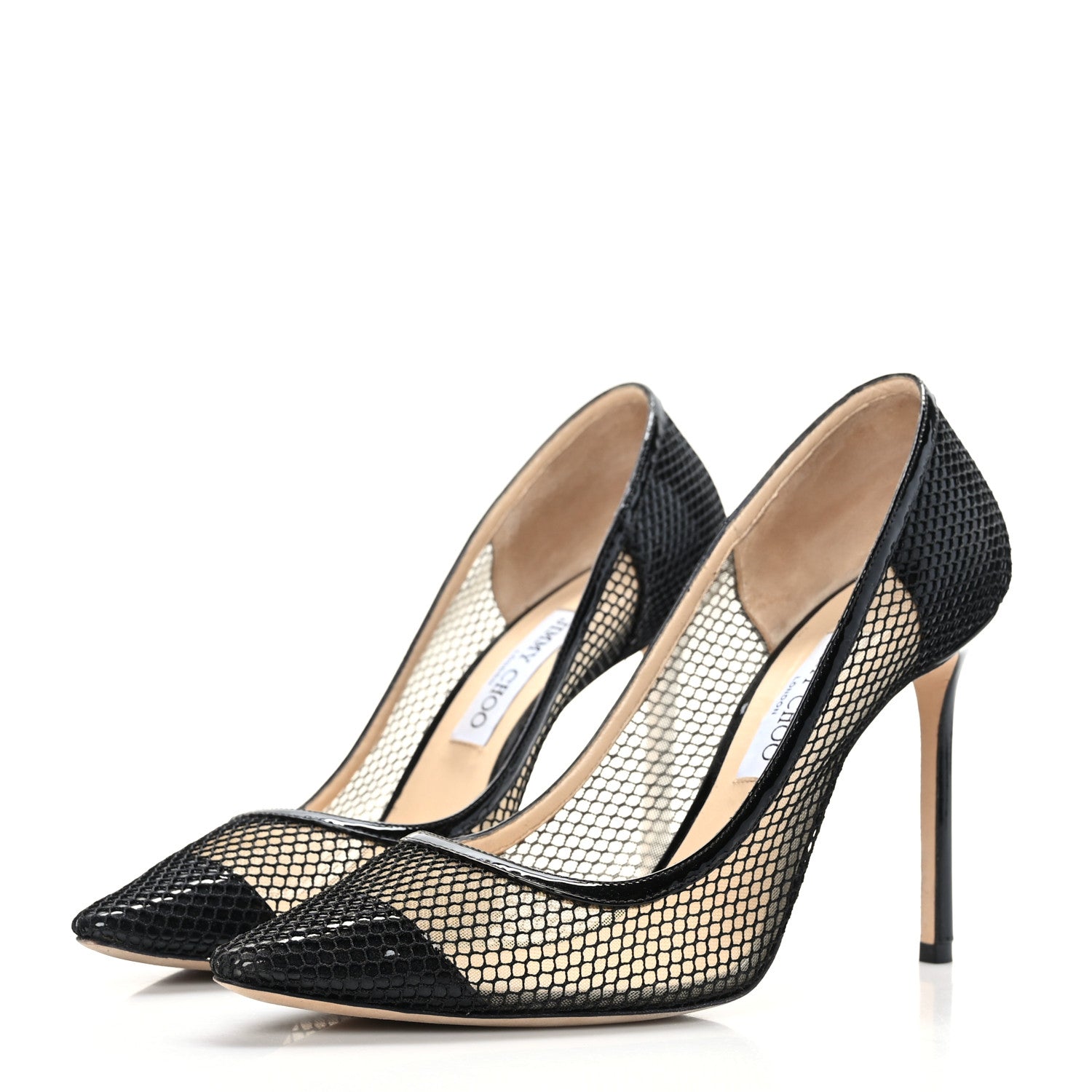 Jimmy Choo Mesh Patent Pointy Toe Romy 100 Pumps 40.5 Black 3 of 7