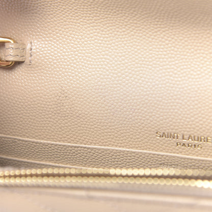 Saint Laurent Grain De Poudre Matelasse Chevron Monogram Envelope Chain Wallet Nude Powder 13 of 14