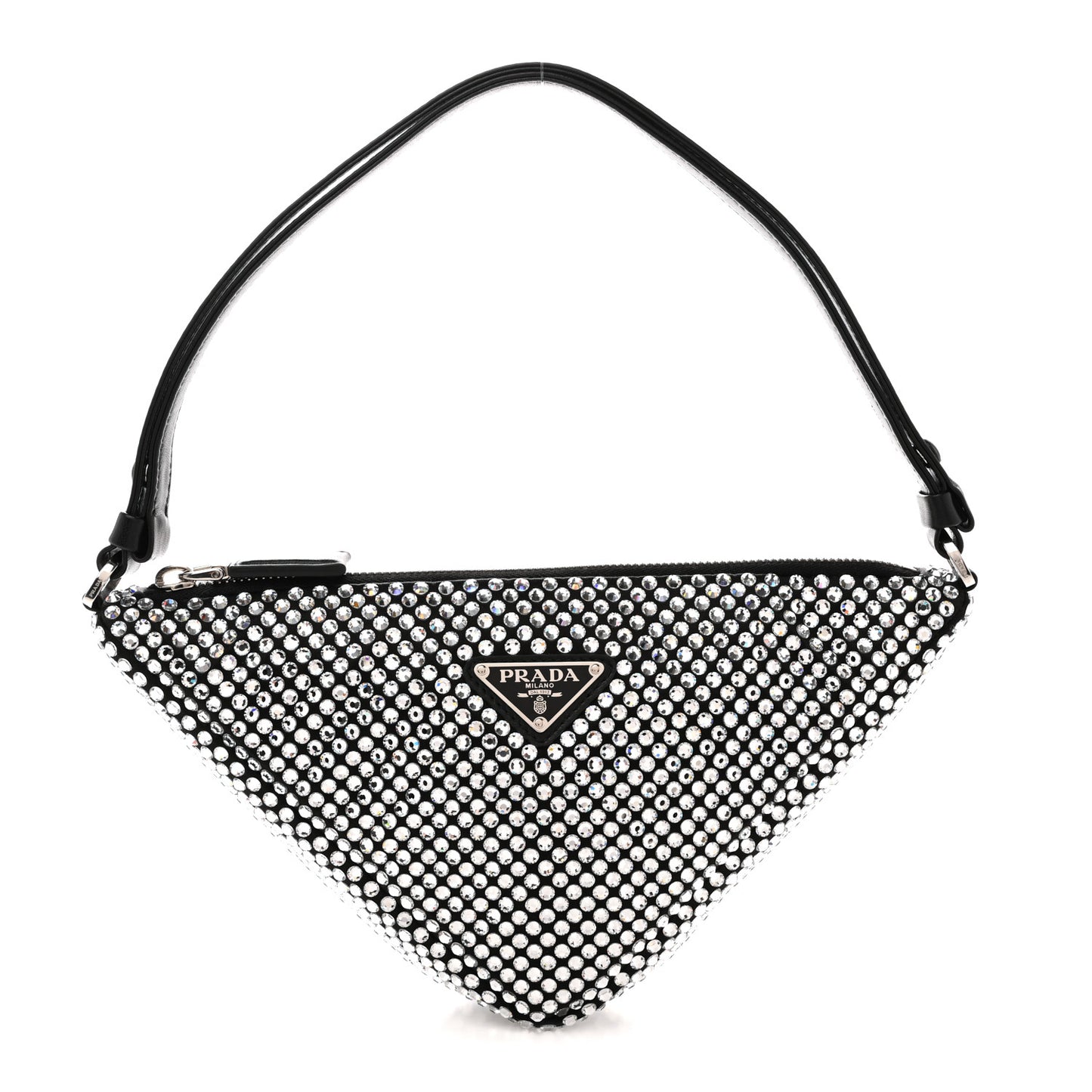 Satin Crystal Triangle Pouch Cristal