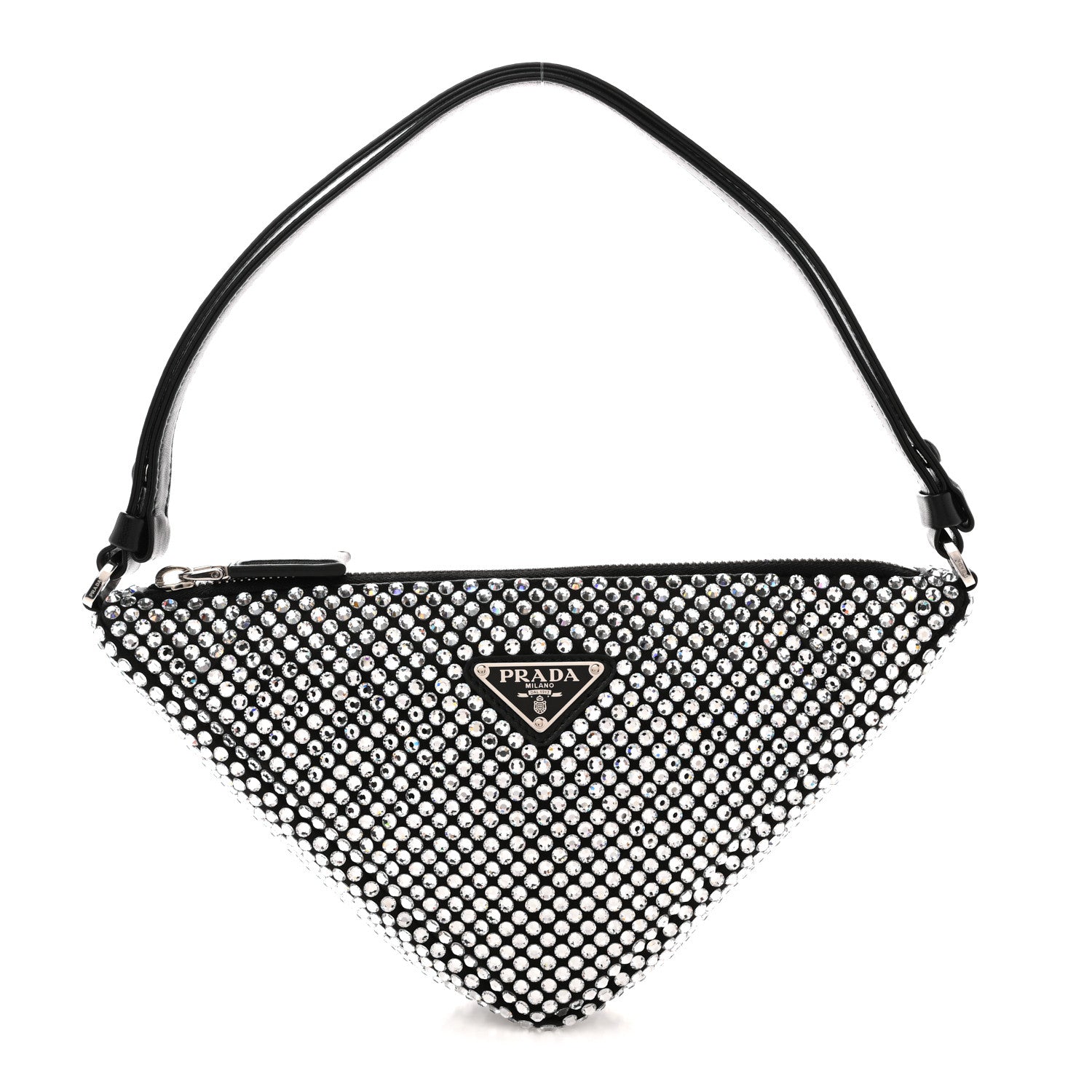 Prada Satin Crystal Triangle Pouch Cristal 1 of 10