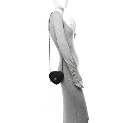 Chanel Lambskin Quilted CC In Love Heart Clutch With Chain Black 2 of 10