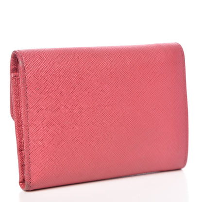 Prada Saffiano Metal Flap Wallet Peonia 3 of 15