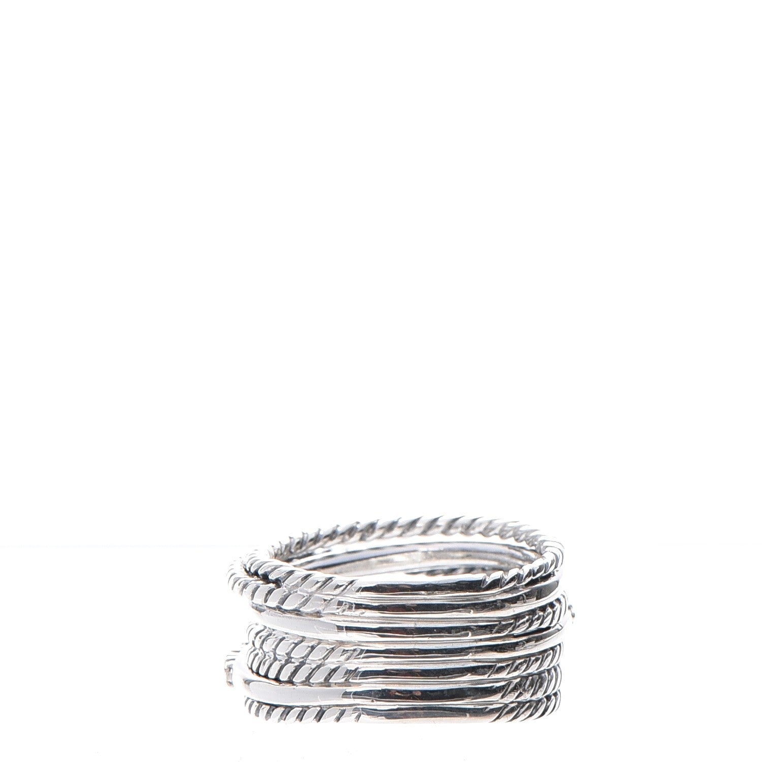 David Yurman Sterling Silver Diamond 11mm Wide Crossover Cable Ring 54 6.75 3 of 5