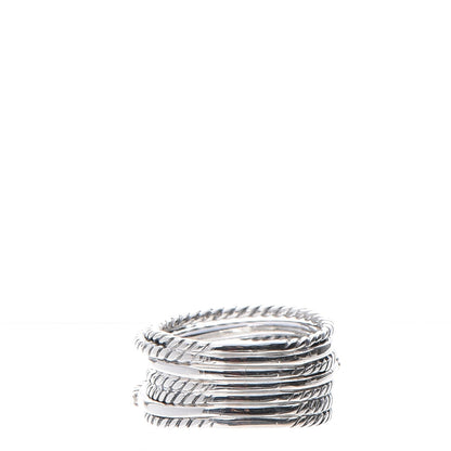 David Yurman Sterling Silver Diamond 11mm Wide Crossover Cable Ring 54 6.75 3 of 5