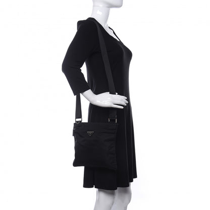 Prada Tessuto Nylon Saffiano Flat Messenger Bag Black 2 of 8